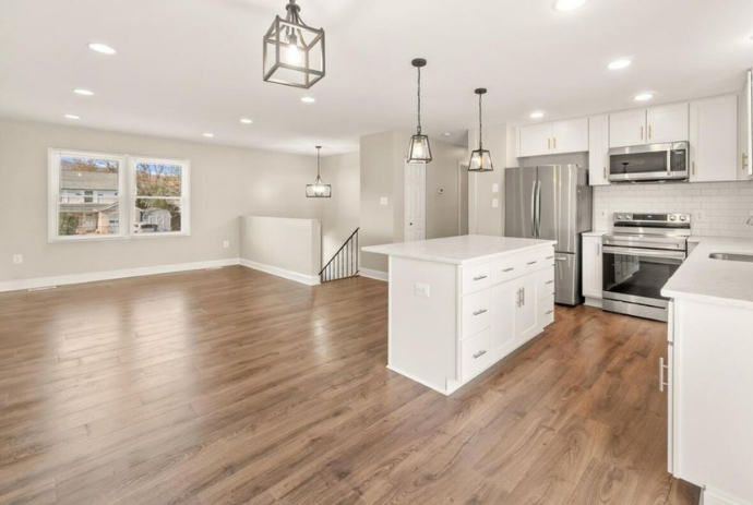 kitchen and living room at cedarcrest, our frederick recovery facility